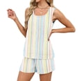 thumbnail image 5 of BOMYJESK Summer Sets Casual Sleeveless Tank Top Matching Striped Print Shorts Sets Cute Plus Size Elastic Waisted Beach Vacation Clothes with Pockets 2026 Multicolor XXL, 5 of 8