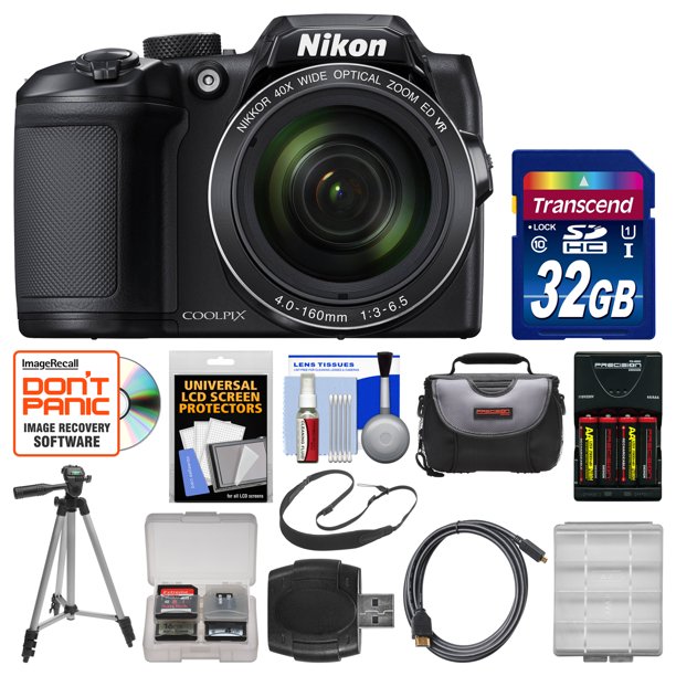 Nikon Coolpix B500 WiFi Digital Camera (Black) with 32GB Card + Case