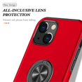 thumbnail image 7 of for iPhone 13 Case with Ring Stand, 360° Rotatable Ring Holder Magnetic Kickstand, 2-Layer Heavy Duty Shockproof Rugged Hybrid Hard PC Soft Rubber Case for iPhone 13, Red, 7 of 7