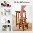 thumbnail image 6 of Costway 3-in-1 Rubber Wood Ladder 3 Tier Folding Step Stool Brown Coffee, 6 of 9