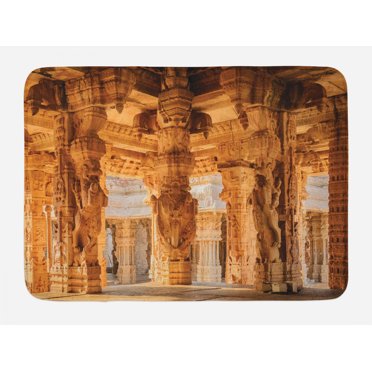 Ancient Bath Mat, Historical Columns Architecture Ruins Famous Ethnic Monument Culture Picture Print, Non-Slip Plush Mat Bathroom Kitchen Laundry Room Decor, 29.5 X 17.5 Inches, Sand Brown, Ambesonne