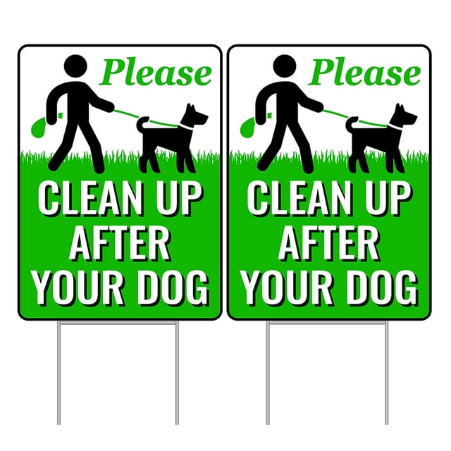 Letreros para limpiar excrementos de Perros Signs Authority paquete de 2 con estaca en forma de H