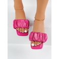 thumbnail image 4 of Fashionable Outdoors Flat Slippers for Women, Ruched Plain Artificial Leather Open Toe Slide Sandals, 4 of 4