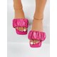 thumbnail image 4 of Fashionable Outdoors Flat Slippers for Women, Ruched Plain Artificial Leather Open Toe Slide Sandals, 4 of 4
