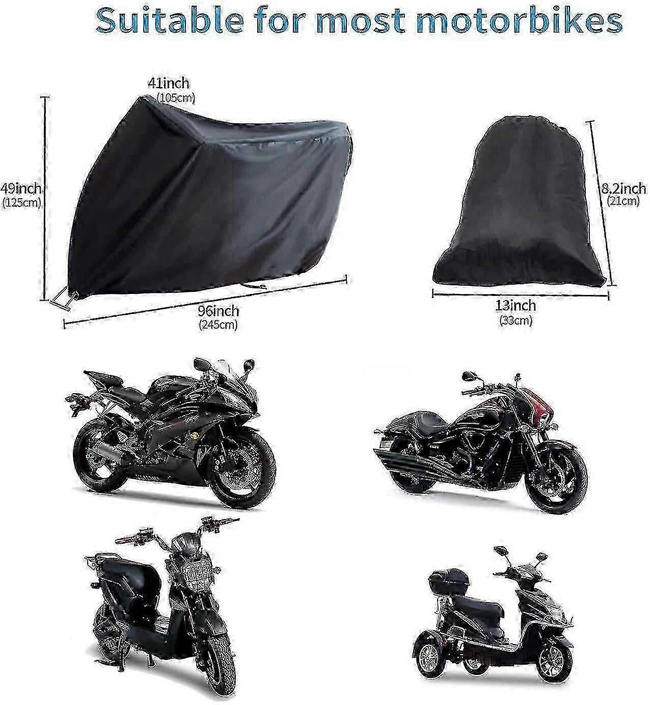 Motorcycle Cover, Winterproof Waterproof Motorcycle Tarpaulin Outdoor 190t Oxford Fabric With Lockin