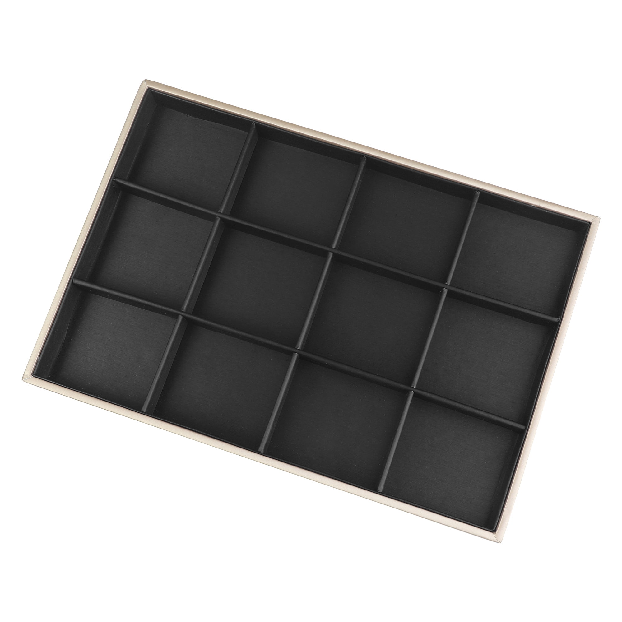 Unique Bargains PU Leather Jewelry Boxes Organizer Trays with Removable Dividers Black 12 Grid Tray