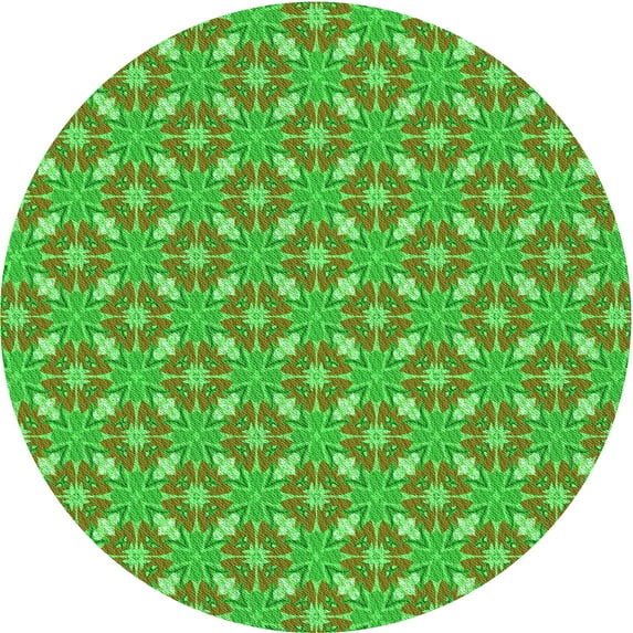 Ahgly Company Indoor Round Patterned Neon Green Area Rugs, 6' Round