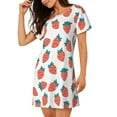 thumbnail image 2 of Daiia Strawberries Print Women's Nightshirt Soft Nightgowns for Women Short Sleeve dress Short-sleeved Sleepwear, 2 of 6