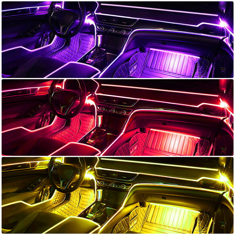 LED Car Interior Atmosphere Lights Strip 6M 5in1 RGB Optic Music  ControlNeon Lamp Strip Universal