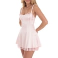 thumbnail image 4 of Niceyoeuk Women Sleeveless Mini Dress Casual Summer Cute Bow Lace Patchwork A-Line Party Dress for Beach Club Streetwear, 4 of 6
