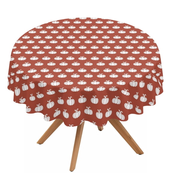 Fall Red Pumpkin Round Tablecloth 54 inches Thanksgiving Farmhouse Minimalist Harvest Pumpkin Waterproof Oil-Proof Table Cloth Round Table Cover for Holiday Party Picnic Dinner Decor