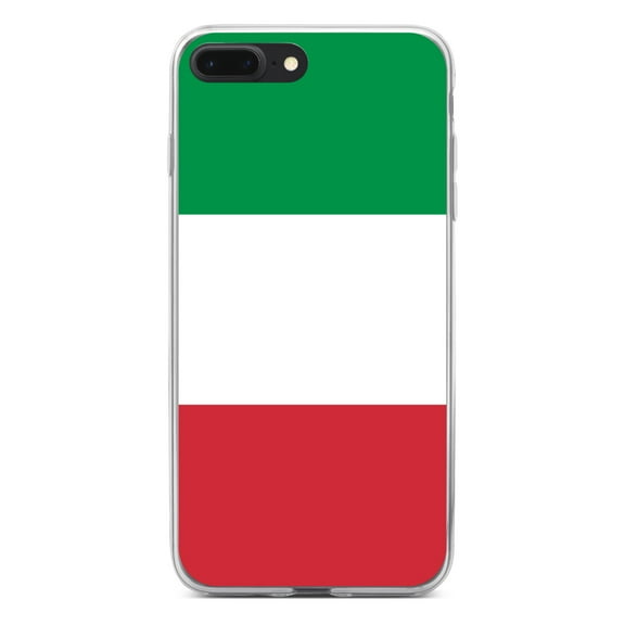DistinctInk Clear Shockproof Hybrid Case for iPhone 7 PLUS / 8 PLUS (5.5" Screen) - TPU Bumper, Acrylic Back, Tempered Glass Screen Protector - Italy Flag Red White Green - Love of Italy