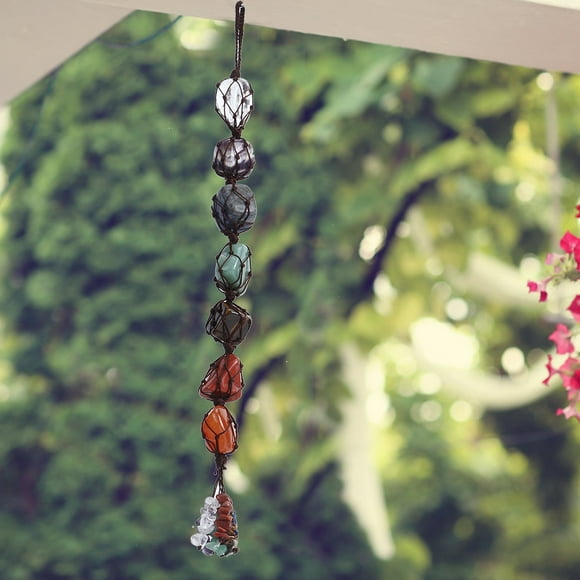 7 Colors Healing Stone Decor, Chakra Stones Decor, Hanging Natural Stones Decor For Living Room Office Home Ornament Car
