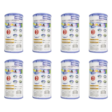 Intex Pool Easy Set Type A Replacement Filter Pump Cartridge (8 Pack) | 29000E