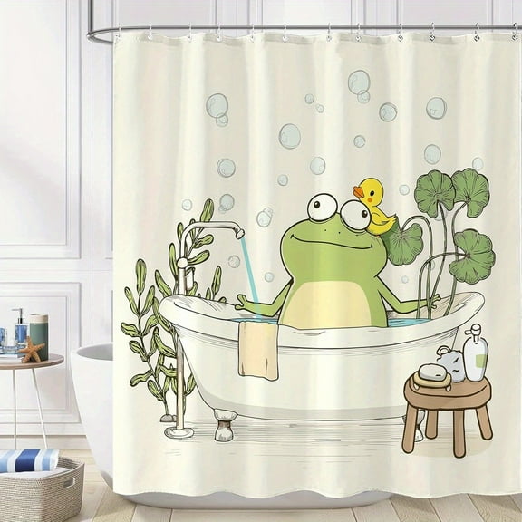 1PC Shower Curtain 66*72in Yeoiat Frog Shower Curtain Funny Shower Curtain Funny Decorative Shower Curtains for Bathroom Cute Shower Curtain Set with 12 Hooks Frog