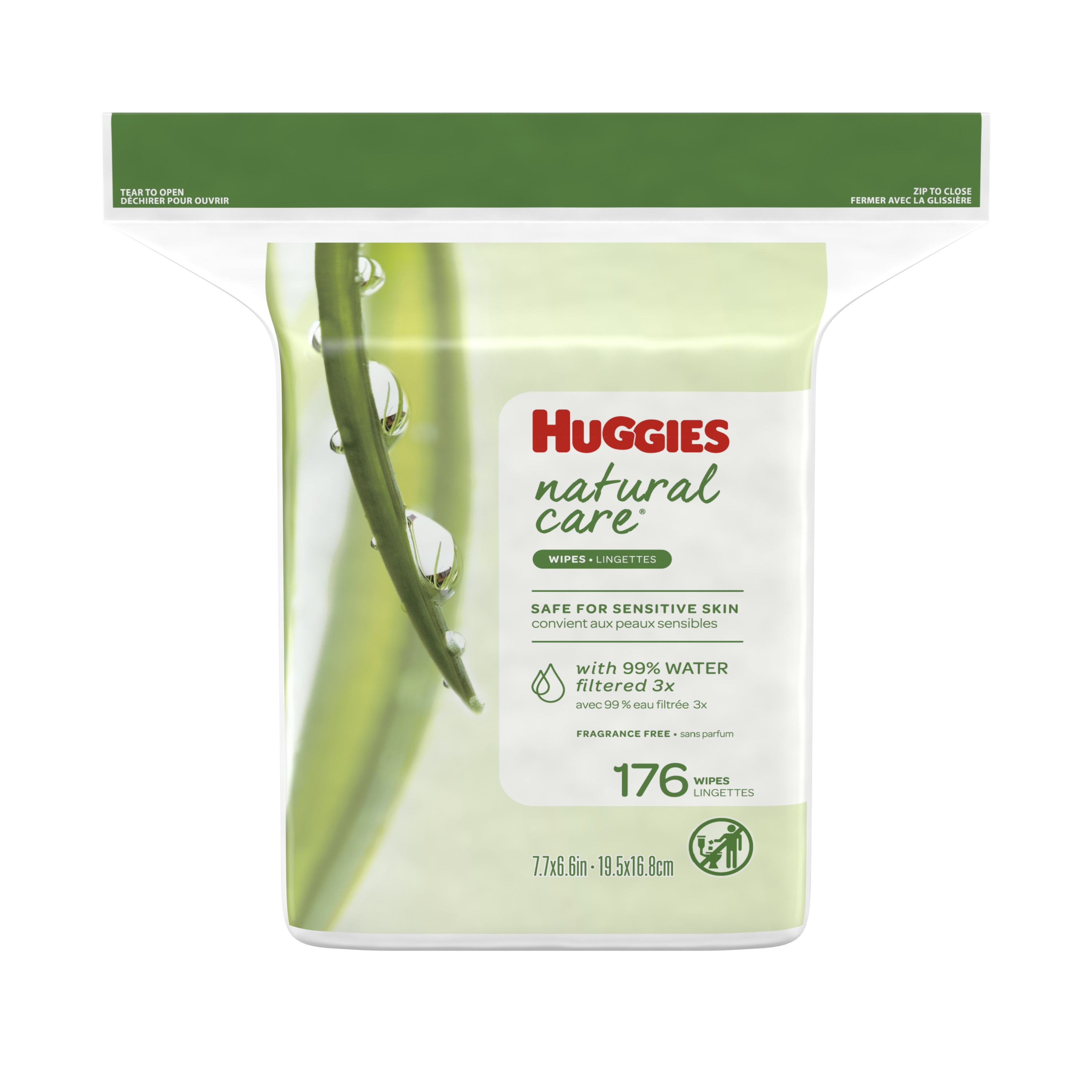 Huggies Natural Care Wipes, Unscented, 1 Refill Pack (176 Wipes Total