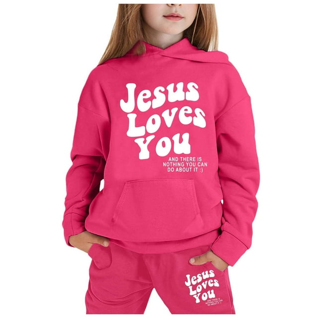 Hiiyo Ensemble de Sweat à Capuche pour Grandes Filles Imprimé Lettre Sweatpants 2 Pcs Tenues