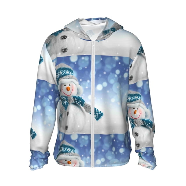 Balery Christmas Snowman In The Snow Sudadera ligera de manga larga con capucha y protección solar UPF 50+ para hombre y mujer, ideal para pesca y running-XX-Large