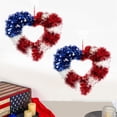thumbnail image 7 of 4th of July Heart Shaped Tinsel Wreath, 11 Inch American Flag Patriotic Wreath for Front Door, Red White Blue Flag Themed Wall Hanging Ornament, Festive Independence Day Decoration for Event, 7 of 7