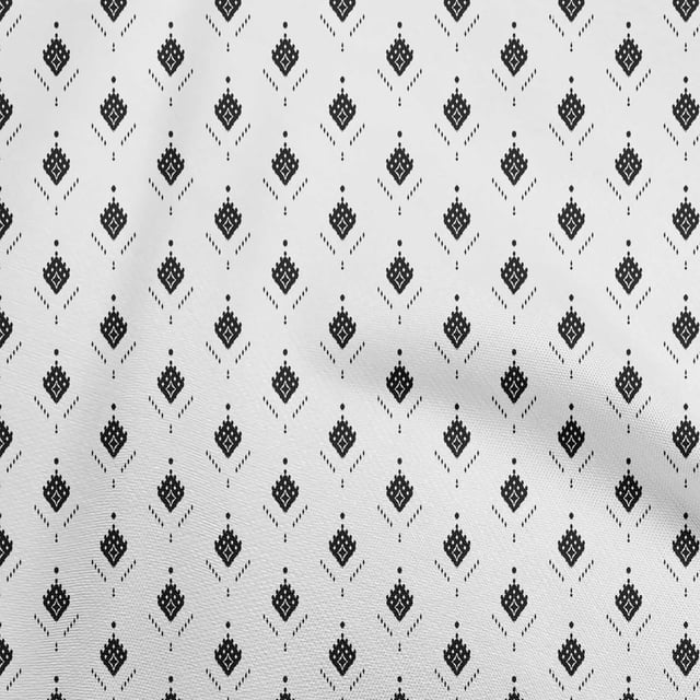 oneOone Polyester Spandex White Fabric Asian Ikat Craft Projects Decor Fabric Printed by The Yard 56 Inch Wide