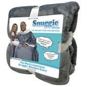 Snuggie Wearable Blanket With Sleeves & Pockets, Sherpa, One Size, Charcoal, 71 x 54