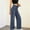 Navy, variant on Women's High Waisted Wide Leg Jeans Pull-On Elastic Waist Denim Pants with Classic Pockets Casual Stretch Trousers for All-Season Wear(Black,M)