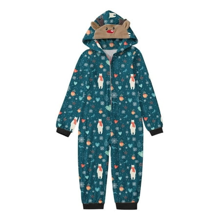 

LINMOUA Christmas Hooded Jumpsuit Pajamas Elk Loungewear Outfits Family Xmas Pjs Matching Sets
