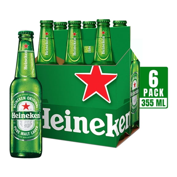 Cerveza clara Heineken 6 botellas de 355 ml c/u