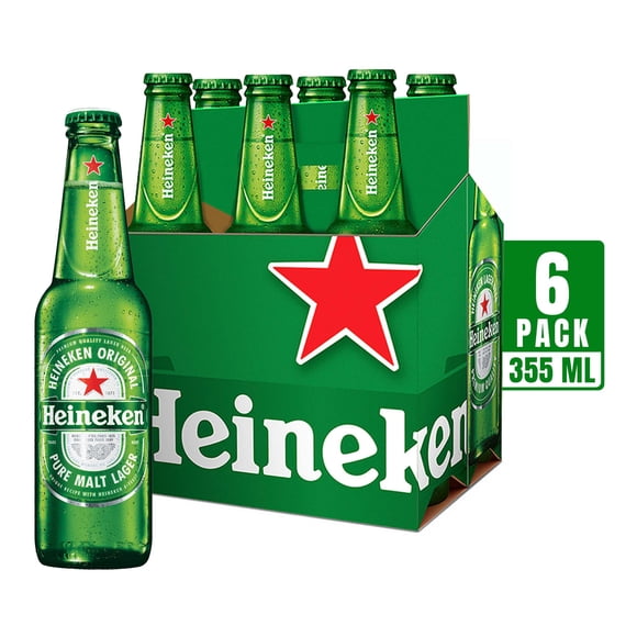 Cerveza clara Heineken 6 botellas de 355 ml c/u