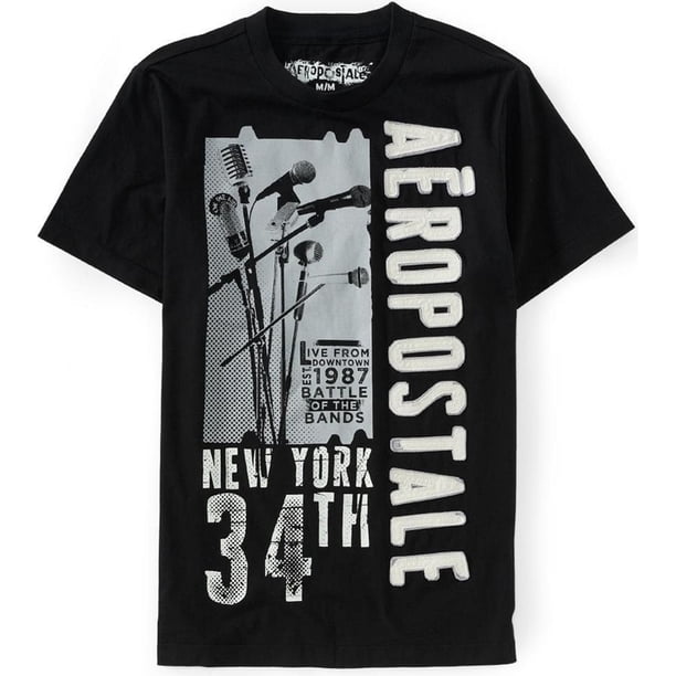 Aeropostale New York 34th - Camiseta gráfica para hombre, color negro, pequeña