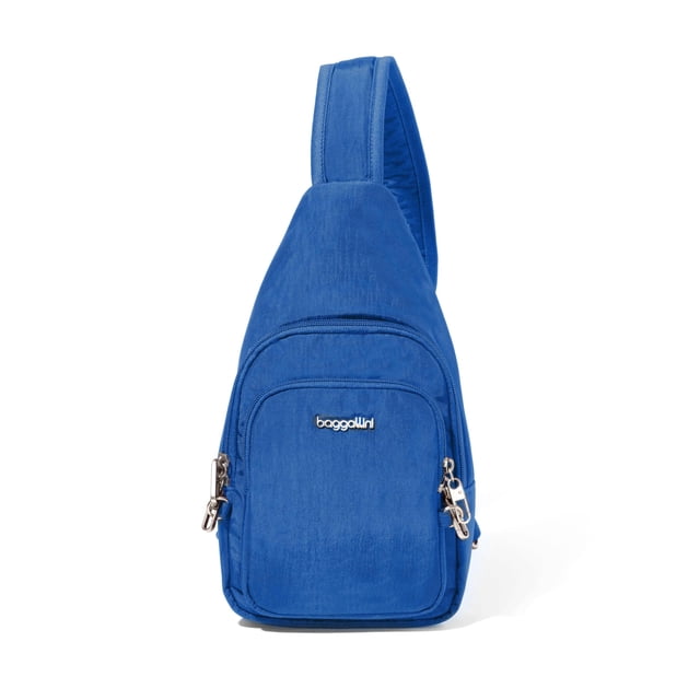 Baggallini - Bolso bandolera antirrobo para viaje (7 x 12, con cremalleras de bloqueo Securtex, resistente a cortes y RFID)