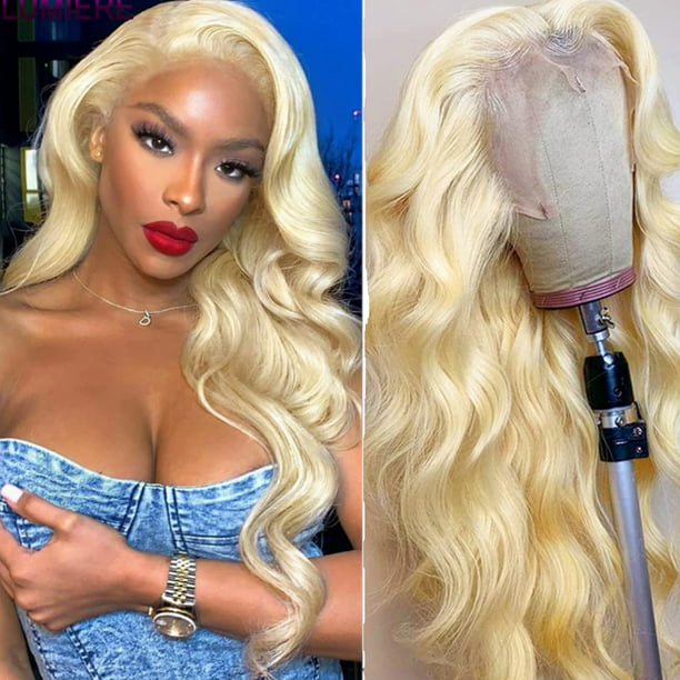 613 Blonde 13x4 HD Lace Frontal Wig 150% Transparent 13x4 Lace Front Human  Hair Wigs Body Wave Wet Wavy Curly Hair Lumiere Hair 28 inch - Walmart.com