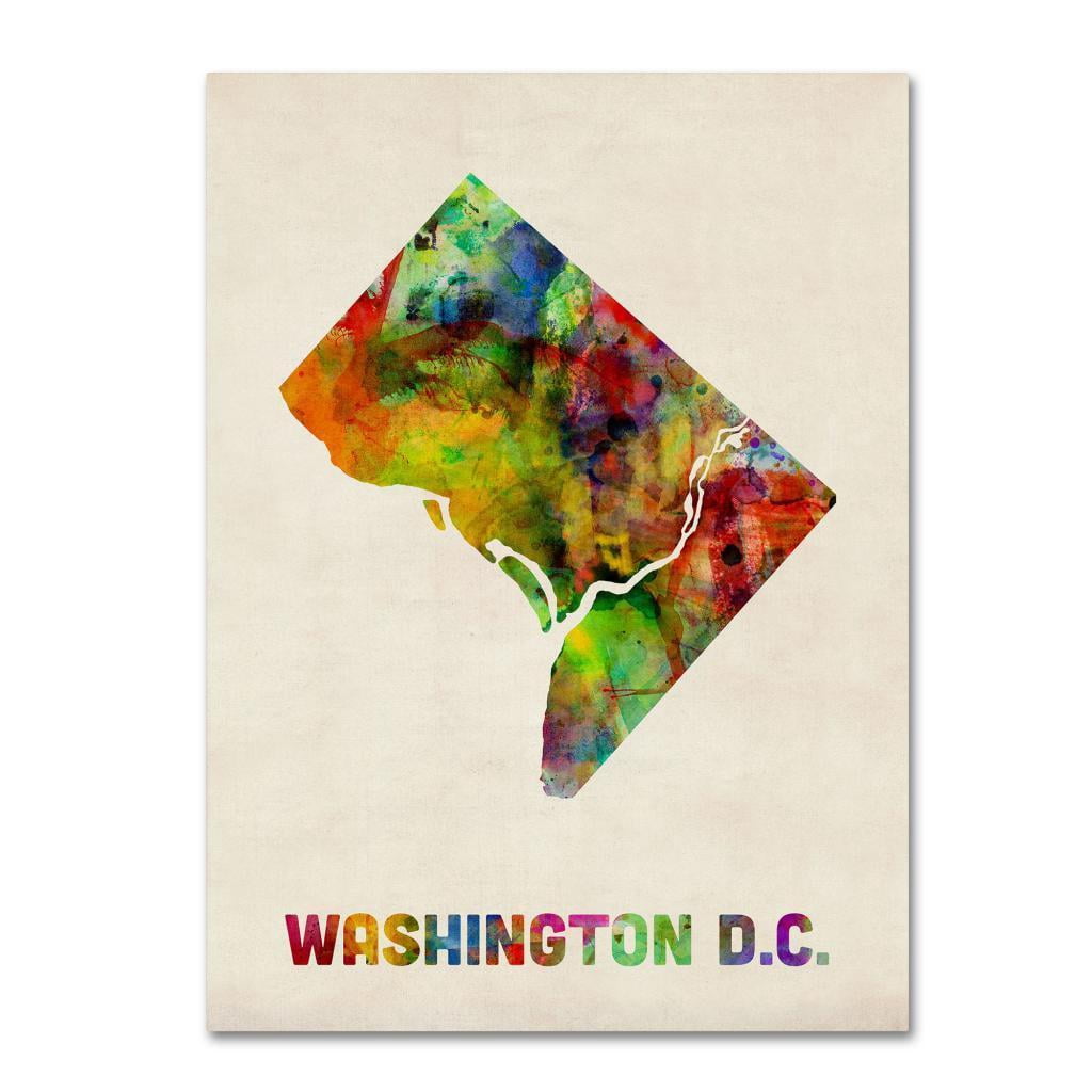 Trademark Fine Art "Washington D.C. Map" Canvas Wall Art by Michael Tompsett
