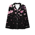 thumbnail image 4 of Uaswgudfs Women's Valentine's Day Long Sleeve Heart Print Pajama Set Casual Sleepwear with Pocket & White Contrast Trim Four - Way Stretch Fabric, 4 of 8