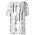 thumbnail image 5 of V Neck Short Sleeve Shirts For Women Stripe Print Fashion Elegant Casual Button T Shirt Comfy Summer Basic Work Tee Vacation Clothes White L, 5 of 5