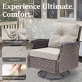 thumbnail image 5 of Outdoor Sectional Furniture Set, PPorfamilia 6 Piece Patio Sofa Set with Rocking Swivel Chairs, Ottomans and Side Table, PE Rattan Conversation Set with Beige Cushions for Backyard Garden Deck Porch, 5 of 8