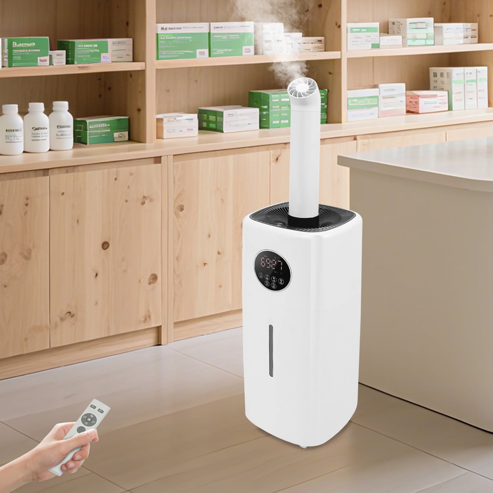 Peakora 5.5gal Commercial Humidifier 360° Rotatable Large Whole-House Style Humidifier with 3 Speed Quiet & Four-Way Nozzle Suitable for Places with an Area of 645.83-3229.17ft²