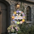 thumbnail image 4 of Wooden Easter Decoration Door Wreath for Front Door Sign Wall Signs Rabbit Spring Decoration, Hollow Bunny Sign Flower Egg Welcome Hanging for Home Wall Decor, 4 of 8