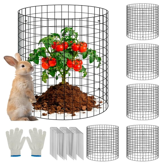 SLUMLOVE 30-Pack 13x16 Inch Plant Protectors from Animals, Wire Plant Protector Cage with 30 Stakes & 150 Ties, Metal Garden Protection Covers for Outdoor Plants, Vegetables, Flowers to Keep Rabbits