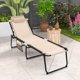thumbnail image 1 of Reposera Plegable Costway Patio Silla Reclinable Plana Portátil 4 Niveles Bolsillo Lateral Reposacabezas Desmontable, 1 of 2