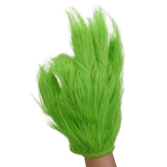 WPOHM Green Fluff Gloves Christmas Cosplay Accessory Fits Unisex Adults