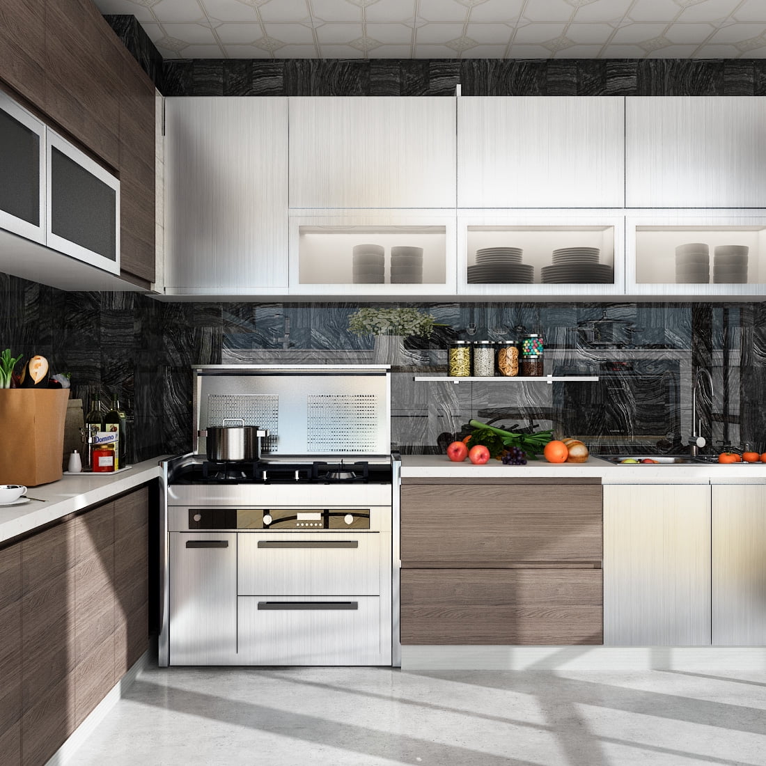 Yenhome Silver Wallpaper 24" x 120" Stainless Steel Wallpaper Waterproof Appliance Wrap for Refrigerator Dishwasher Shelf Liner Adhesive Decorative Brushed Nickel Contact Paper Kitchen Cabinet Cover