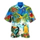 thumbnail image 5 of Camisa hawaiana de manga corta con estampado floral de loro en 3D de verano para hombre, blusa de moda con un solo pecho para hombre, 5 of 5