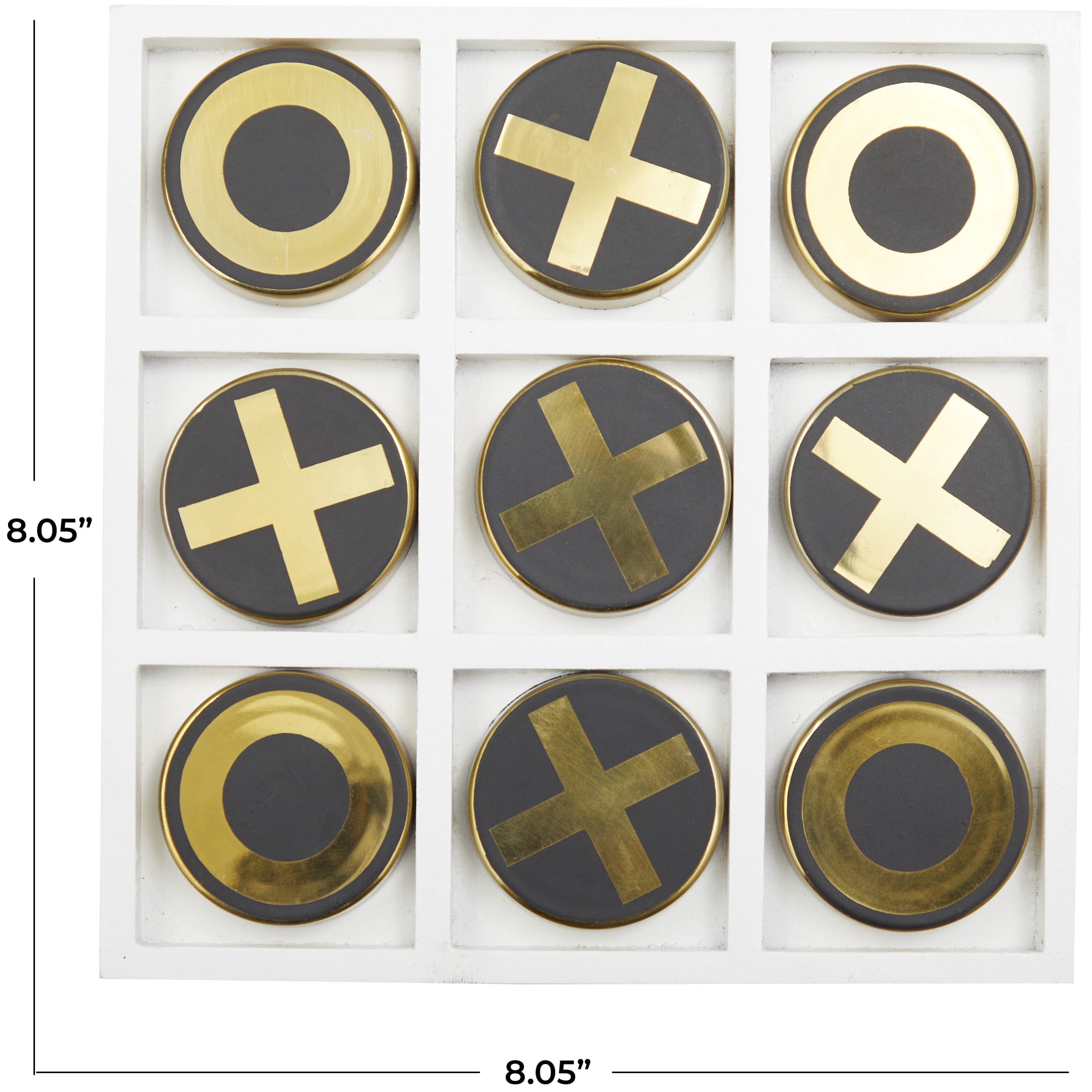 DecMode 8" x 1" Gold Stainless Steel Tic Tac Toe Game Set, 1-Piece