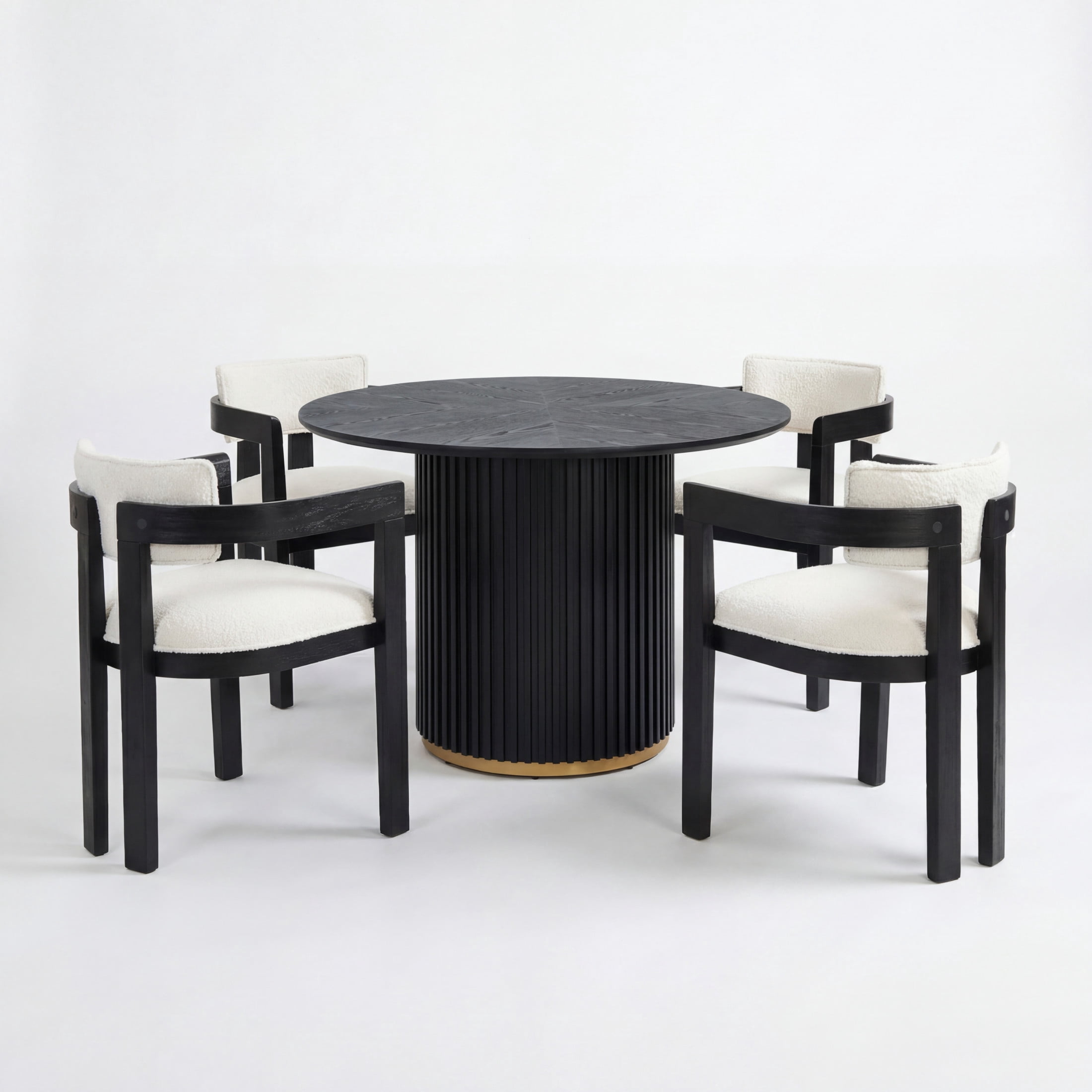 Christopher Knight Home Modern Dining Set for 4, Round Table with Upholstered Chairs, Black