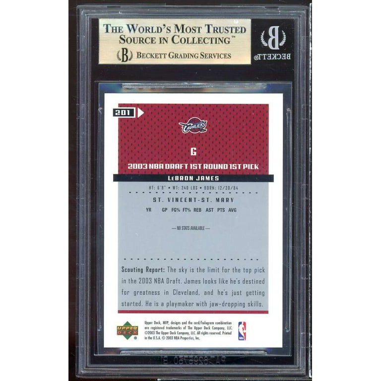 Lebron James Rookie Card 2003-04 Upper Deck MVP #201 BGS 9.5