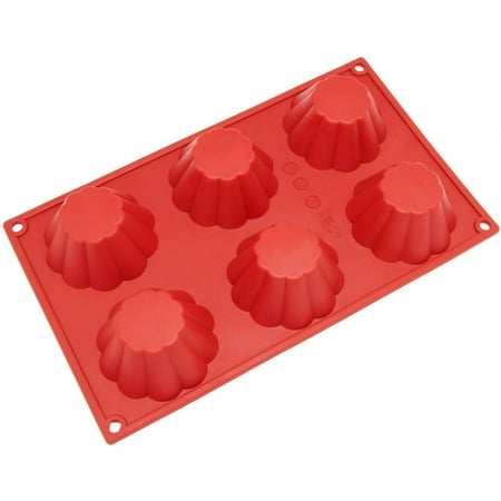 Brioche Mold - Freshware 6-Cavity Brioche Silicone Mold for Muffin, Cake, Tart, Cheesecake and Pudding, SL-104RD