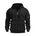 thumbnail image 4 of Rhuody Mens Winter Coats Men'S Long Sleeve Hooded Jacket Winter Lined Zip Up Outerwear Stylish Solid Color Coat Casual Tops Black M, 4 of 9