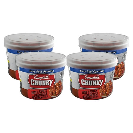 (4 Pack) Campbell's ChunkyÃÂ Hot & Spicy Chili with Beans Microwavable Bowl, 15.25