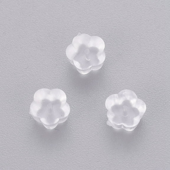 500pc Plastic Ear Nuts Earring Backs Plum Blossom Clear 5x5x3mm Hole: 0.7mm